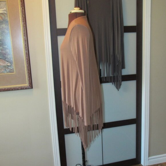 Women's Charlie Paige Fringed Wraps/Jackets. Size M. One Grey, one Beige. - Picture 4 of 9